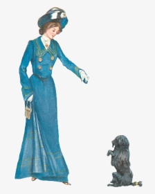 #pet #dog #animal #lady #victorian #woman #training - Vintage Clothing, HD Png Download, Free Download