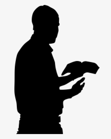 Man With Bible In Hand Silhouette Clip Arts - Man With Bible Silhouette, HD Png Download, Free Download