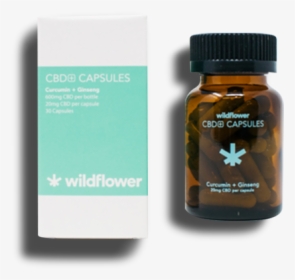 Flowertown Wildflower Cbd Capsules Curcumin Ginseng - Medicine, HD Png Download, Free Download