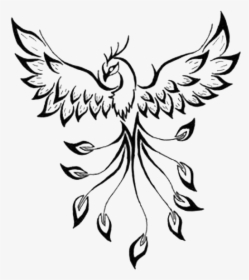 Tattoo Phoenix Flash Drawing Image - Outline Of A Phoenix, HD Png Download, Free Download