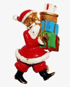 Whimsical Santa Claus Brooch Bearing Christmas Gifts - Santa Claus, HD Png Download, Free Download