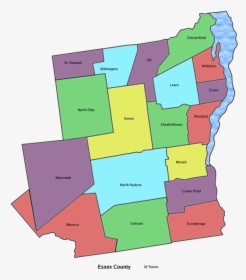 Map Showing The Various Towns Located In Essex County, - Essex County New York Towns, HD Png Download, Free Download