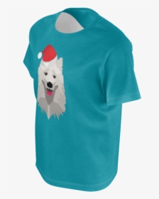 Blue Samoyed Christmas Hat Boys T-shirt - American Eskimo Dog, HD Png Download, Free Download