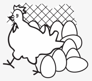 Chicken Eggs Clipart - Black And White Chicken And Egg, HD Png Download, Free Download