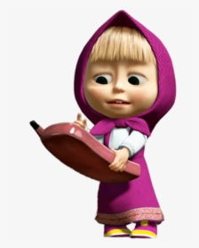Masha With Giant Telephone In Hand - Masha And The Bear Png, Transparent Png, Free Download
