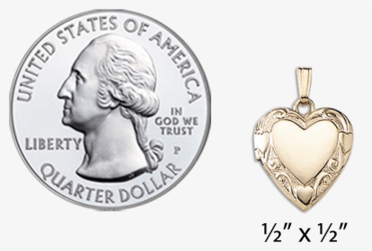 Heart Locket With Embossed Heart Design Az State - Quarter, HD Png Download, Free Download
