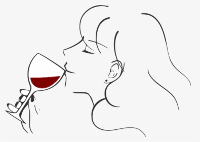 #woman #outline #wine #drinking - Drinking Wine Outline, HD Png Download, Free Download