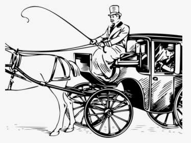 Transparent Wagon Clipart Black And White - Horse Drawn Carriage Drawing, HD Png Download, Free Download