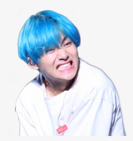 Tae Stan Are You Ok With Blue Hair Cuz I"am Dying Right - Tae With Blue Hair, HD Png Download, Free Download