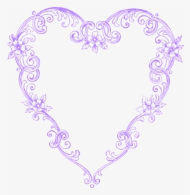 Free Images Fancy Vintage Purple Heart Clip Art Image - Vintage Heart Border Png, Transparent Png, Free Download