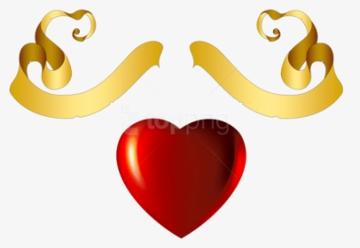 Heart Banner Png - Gold Heart Vector Png, Transparent Png, Free Download