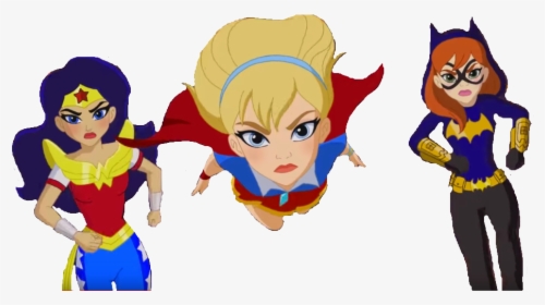 Clip Black And White Bat Girl - Supergirl Wonder Woman And Bat Girl, HD Png Download, Free Download