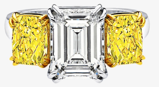 Riviera Ct Emerald Cut Diamond With Fancy Vivid Yellows - Diamond, HD Png Download, Free Download