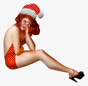 Christmas Pin Up Girl, Santa Hat, Pin Up Girl - Girl, HD Png Download, Free Download