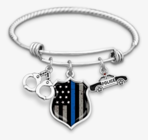 Thin Blue Line Flag Handcuffs And Police Car Charm - Not All Angels Have Wings Some Have Scrubs, HD Png Download, Free Download