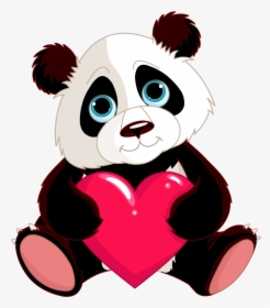 Baby Cute Panda Cartoons Clipart Giant Panda Bear Red - Cartoon Cute Panda Bear, HD Png Download, Free Download