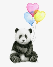 Panda Baby And Red Balloon Nursery Animals Decor, HD Png Download, Free Download