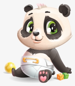 Baby Panda Vector Cartoon Character - Baby Panda Vector Png, Transparent Png, Free Download