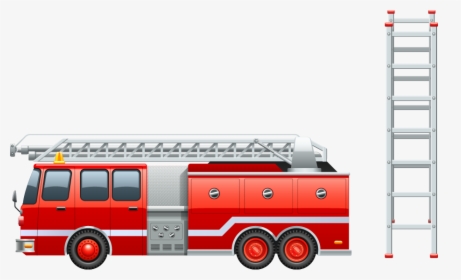 Firefighter Firefighting Fire Engine Clip Art - Fire Truck Ladder Clipart, HD Png Download, Free Download