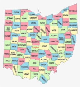 Ohio Counties Color Map - Ohio Map Png, Transparent Png, Free Download