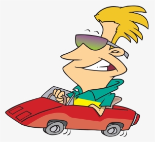Cartoon Clipart Image Funny Cartoon Guy Driving His - Cartoon Character Driving Car, HD Png Download, Free Download