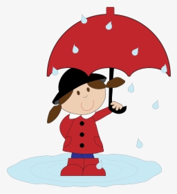 Cartoon Girl In The Rain Clip Arts - Girl With Umbrella Clipart, HD Png Download, Free Download