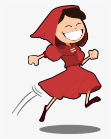 Black Hair, Cartoon, Cheer, Cheerful, Closed Eyes, - Little Red Riding Hood Cartoon Transparent, HD Png Download, Free Download