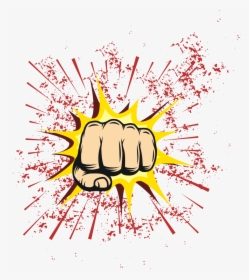 Banner Library Cartoon Illustration Fists And Explosions - Clip Art, HD Png Download, Free Download