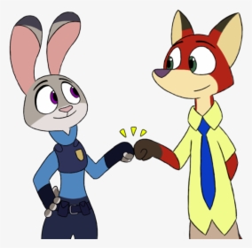Nick And Judy By Rubengr Fur Affinity - Fist Bump Cartoon Clipart, HD Png Download, Free Download