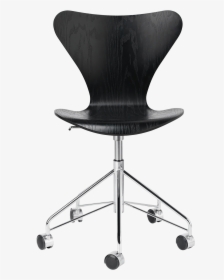 Series 7 Chair In Black With Wheels - Fritz Hansen Series 7 Swivel, HD Png Download, Free Download