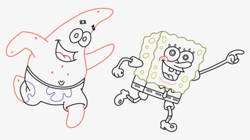 Spongebob Patrick Lineart - Cartoon, HD Png Download, Free Download