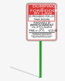 No Dumping Sign With Signpost And Shadow Clip Arts - Orange, HD Png Download, Free Download
